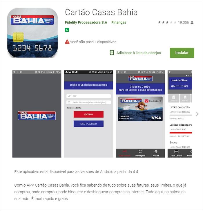 Cartão Casas Bahia Fatura