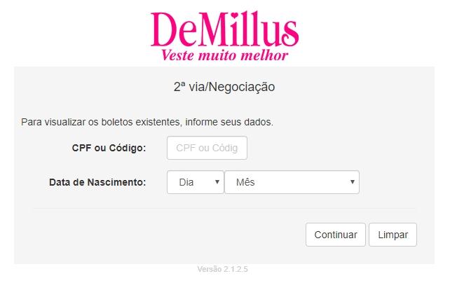 2ª via do boleto Demillus Demillus Pedido