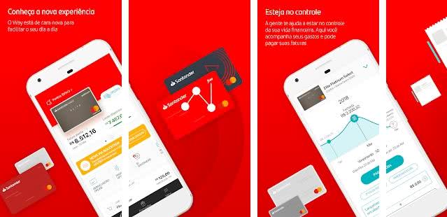 Serviços disponíveis no aplicativo Santander Way