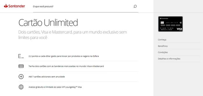 Solicitar Cartão Santander Unlimited