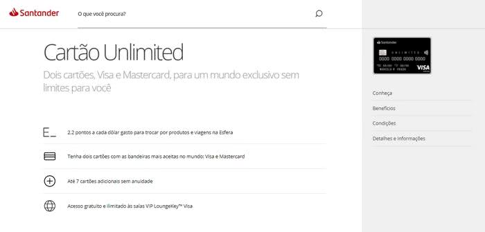 Solicitar Cartão Santander Unlimited Visa Solicitar Cartão Santander Unlimited Visa