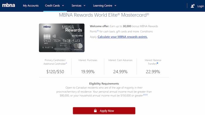 MBNA Rewards World Elite MBNA Rewards World Elite